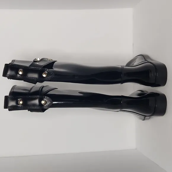 Coach Talia rubber leather knee high rain boots