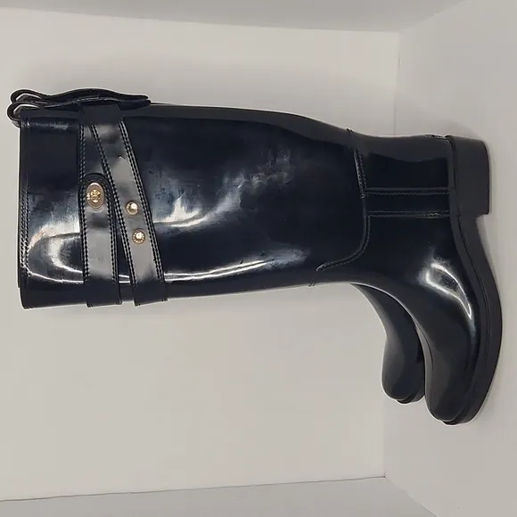 Coach Talia rubber leather knee high rain boots