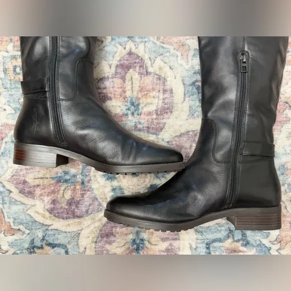 Coach Women's Boots Emmie Turnlock Over‎ The Knee Black Leather Boots Size 9B