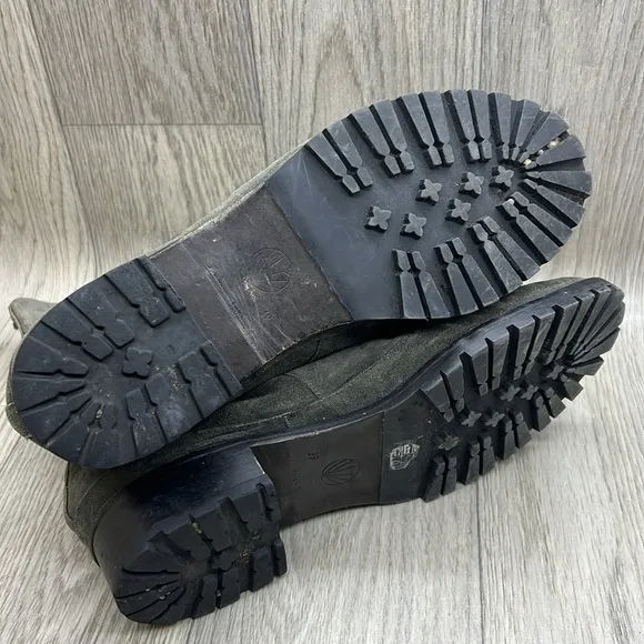 Coclico Tin Gray Suede Gathered Lug Sole And Zip Boots