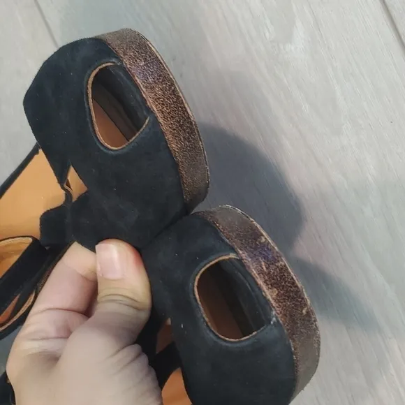 Coclico Womens Suede Ankle Strap Heels Open Toe Sandals Shoes sz 38 US 7.5