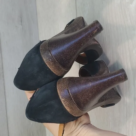 Coclico Womens Suede Ankle Strap Heels Open Toe Sandals Shoes sz 38 US 7.5