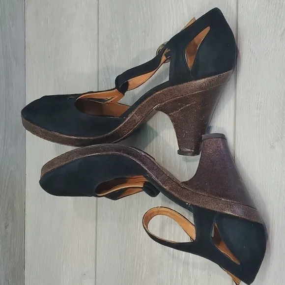Coclico Womens Suede Ankle Strap Heels Open Toe Sandals Shoes sz 38 US 7.5