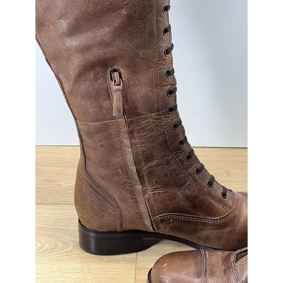Cole‎ Haan Air WHITLEY Brown Distressed Leather Knee High Riding Boots Size 9.5
