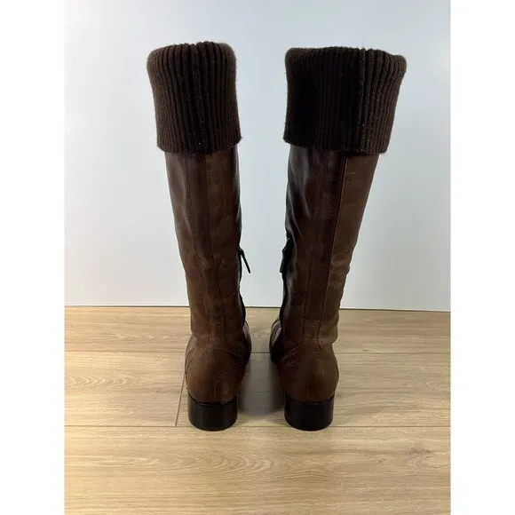 Cole‎ Haan Air WHITLEY Brown Distressed Leather Knee High Riding Boots Size 9.5