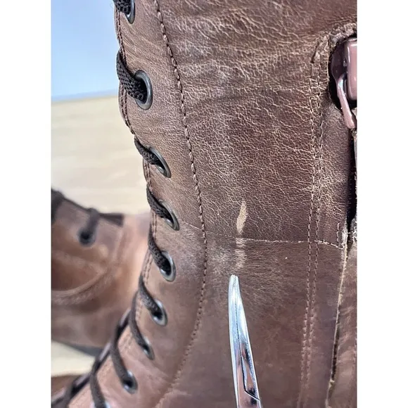 Cole‎ Haan Air WHITLEY Brown Distressed Leather Knee High Riding Boots Size 9.5