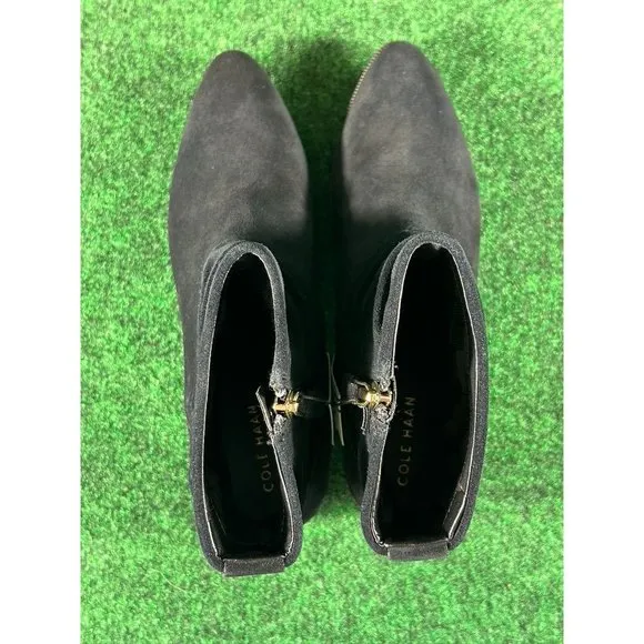 Cole Haan Black Suede Side Zip Ankle Boots Booties Women's‎ Size 6 B