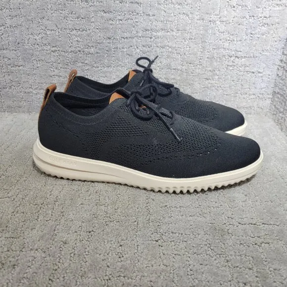 Cole Haan Grand Stitchlite Wing Tip C37367 Mens Size 12M Black Mesh Oxford Shoes