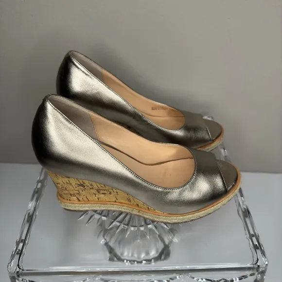 COLE HAAN Jocelyn OT Women’s Wedge Sole Heels Leather 5.5B Gold Color