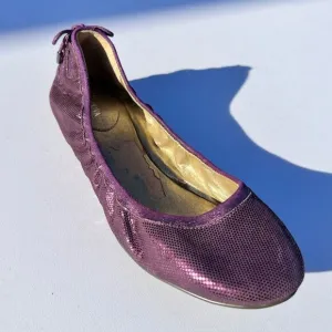 Cole Haan Maria Sharapova Bacara Purple Sequin Patent Leather Flats Size 9 1/2
