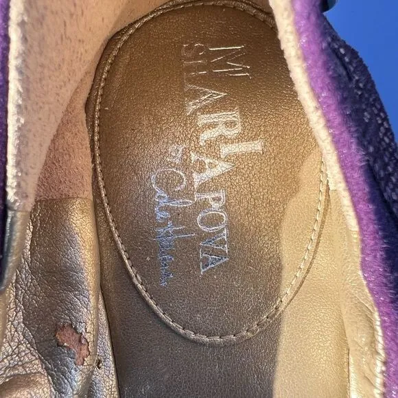 Cole Haan Maria Sharapova Bacara Purple Sequin Patent Leather Flats Size 9 1/2