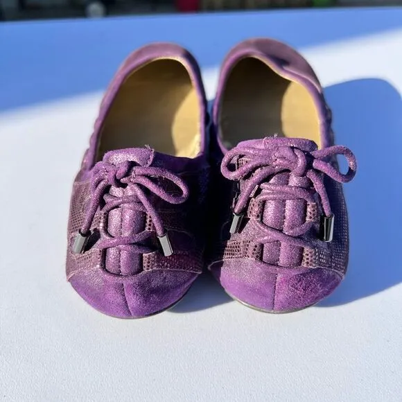 Cole Haan Maria Sharapova Bacara Purple Sequin Patent Leather Flats Size 9 1/2