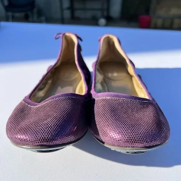 Cole Haan Maria Sharapova Bacara Purple Sequin Patent Leather Flats Size 9 1/2