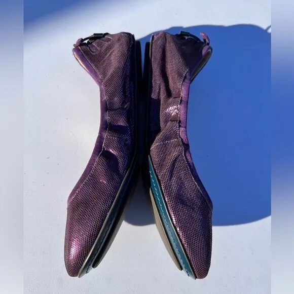 Cole Haan Maria Sharapova Bacara Purple Sequin Patent Leather Flats Size 9 1/2