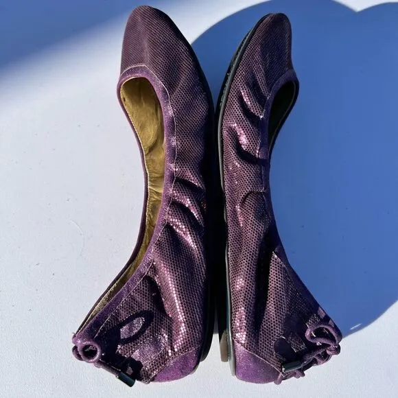Cole Haan Maria Sharapova Bacara Purple Sequin Patent Leather Flats Size 9 1/2