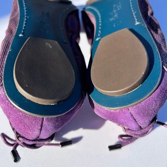 Cole Haan Maria Sharapova Bacara Purple Sequin Patent Leather Flats Size 9 1/2