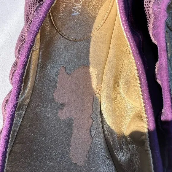 Cole Haan Maria Sharapova Bacara Purple Sequin Patent Leather Flats Size 9 1/2