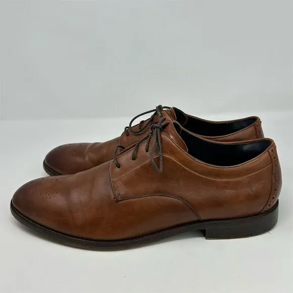 Cole Haan Men's Lace-Up Oxford Dress Shoes Brown Leather Size 14 Classic Event