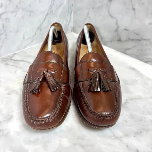 Cole Haan Men's Pinch Tassel Brown Leather Loafers Slip-On Dress Shoes Size 11