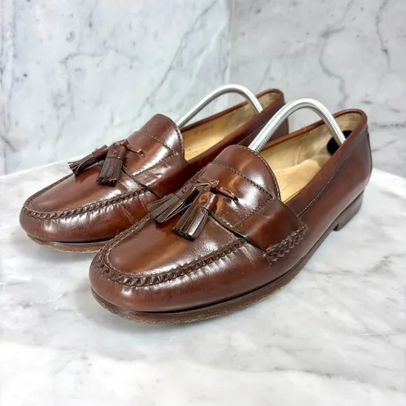 Cole Haan Men's Pinch Tassel Brown Leather Loafers Slip-On Dress Shoes Size 11