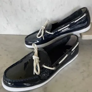 COLE HAAN Navy Patent Nantucket Camp Moc Boat Shoe 10B NWOT