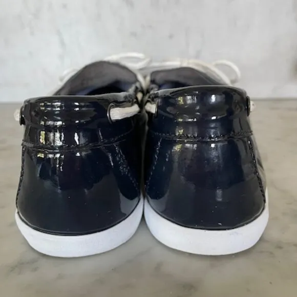 COLE HAAN Navy Patent Nantucket Camp Moc Boat Shoe 10B NWOT