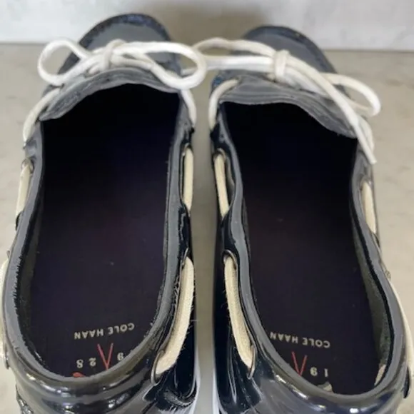 COLE HAAN Navy Patent Nantucket Camp Moc Boat Shoe 10B NWOT