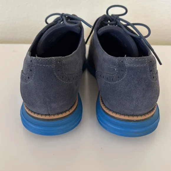 Cole Haan Originalgrand Men's 7 blue suede oxford with royal blue sole shoes