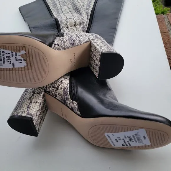 COLE HAAN Women’s Black Snakeskin Stretch Gore Padded Comfort Rianne Boots 10