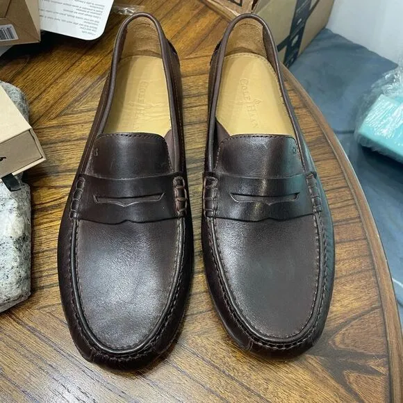 Cole Hann shoes Men's Grant Canoe Penny Loafer driver T Moro Dark Brown sz 10.5