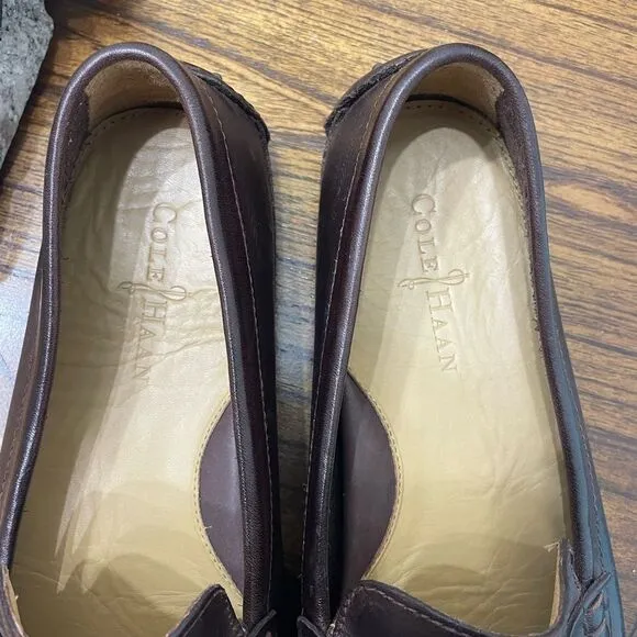 Cole Hann shoes Men's Grant Canoe Penny Loafer driver T Moro Dark Brown sz 10.5