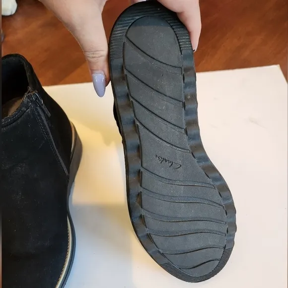Collections for Clark's size 8.5 black suede leather comfort style boots