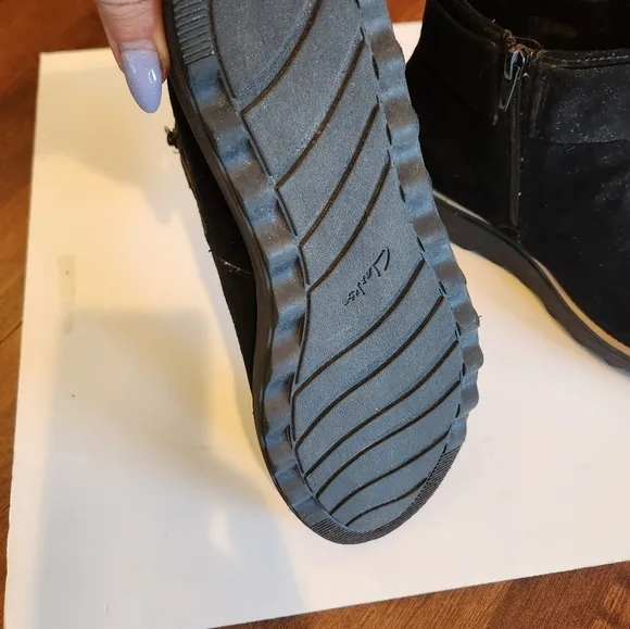 Collections for Clark's size 8.5 black suede leather comfort style boots