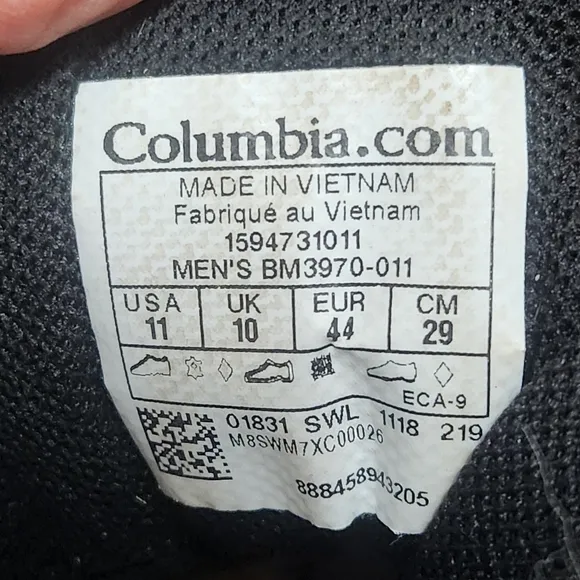 Columbia Newton Ridge Plus II Waterproof Black Hiking Boots, Mens 11
