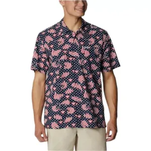 Columbia PFG Trollers Best S/S Shirt Mens Size XLT Vented USA Flag Patriotic NWT