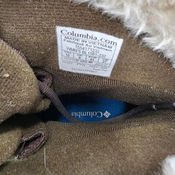 Columbia Women's Ice Maiden II Boots US 10 Brown 200G Insulation Fur Trim Boot