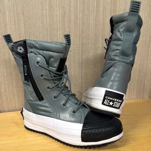 Converse All Star Gray and Black sherpa‎ fleece lined Boots women’s size 6