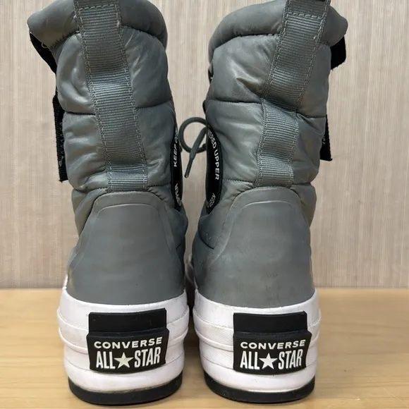 Converse All Star Gray and Black sherpa‎ fleece lined Boots women’s size 6
