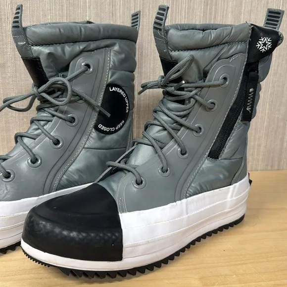 Converse All Star Gray and Black sherpa‎ fleece lined Boots women’s size 6