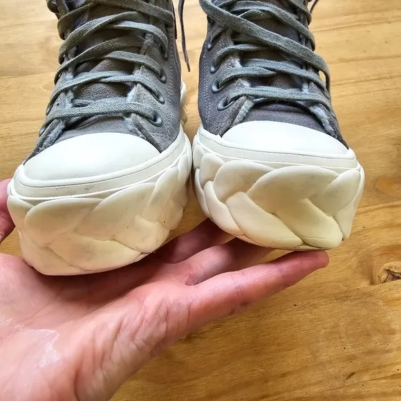 Converse Chuck Taylor All Star Gray Suede Lift Cable Hi Sneaker Platform Shoes