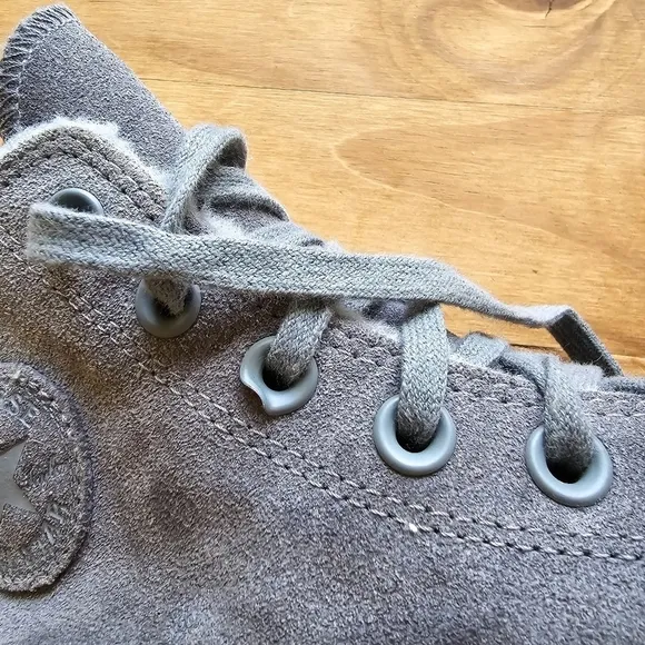 Converse Chuck Taylor All Star Gray Suede Lift Cable Hi Sneaker Platform Shoes