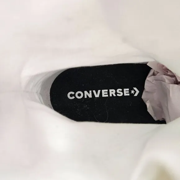 Converse Platform Combat Boots Size 9 White Canvas Grunge Hiker Lace Up Booties