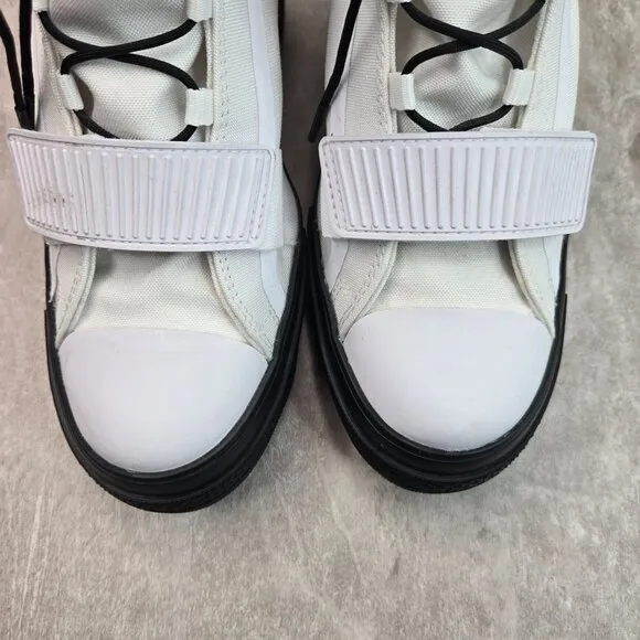 Converse Platform Combat Boots Size 9 White Canvas Grunge Hiker Lace Up Booties