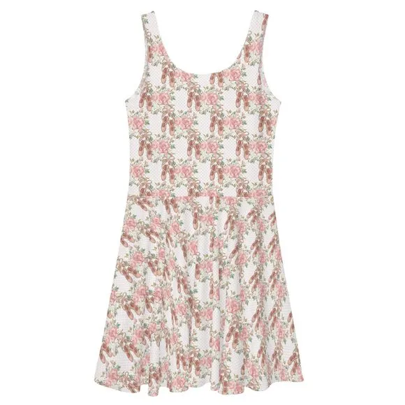 Coquette Aesthetic Ballerina Pointe Shoes Fit and Flare Dress