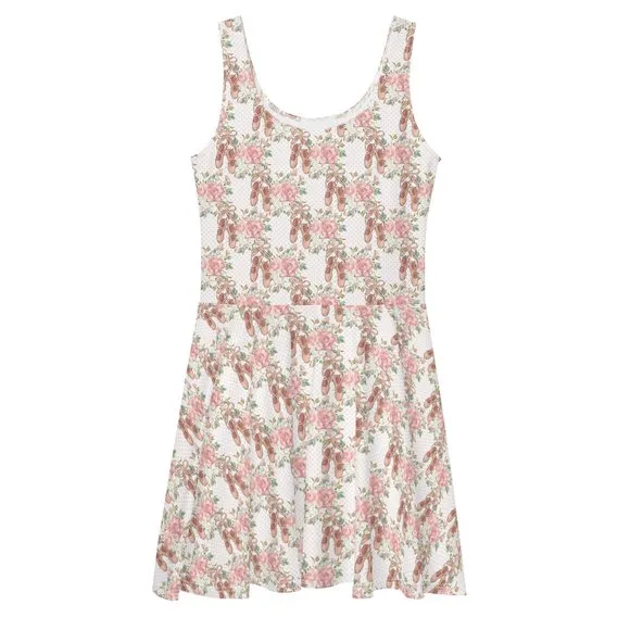 Coquette Aesthetic Ballerina Pointe Shoes Fit and Flare Dress