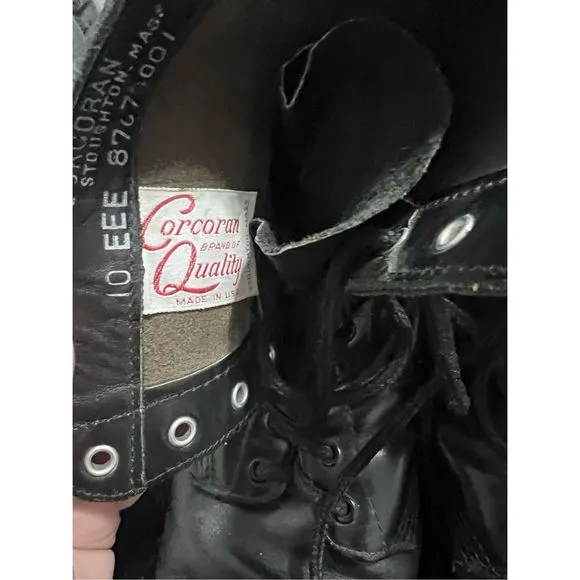 CORCORAN MILITARY USA BLACK LEATHER LACE UP ENGINEER ARMY COMBAT BOOTS 10 eee