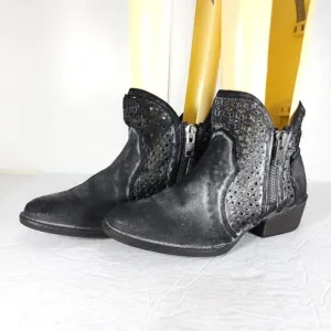 Corral Circle G Women’s US10 Leather Black Gray Cutout Shortie Western Boots