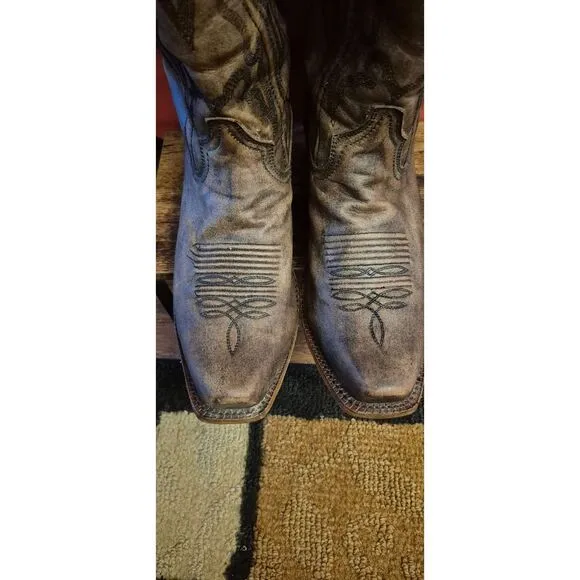 Corral Mens 9.5 D Distressed Brown Cowboy Boots A3449 Square Toe Handcrafted EUC