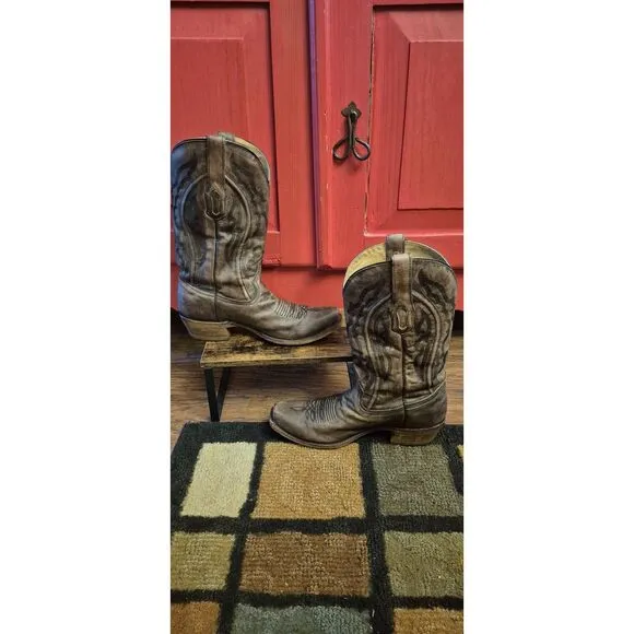 Corral Mens 9.5 D Distressed Brown Cowboy Boots A3449 Square Toe Handcrafted EUC