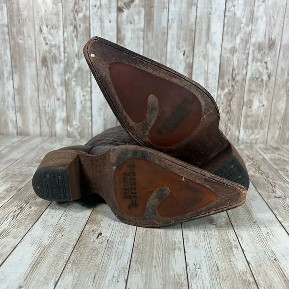 Corral Women's Chocolate Lizard Inlay‎ Snip Toe Cowgirl Boots C2118 Womens 7
